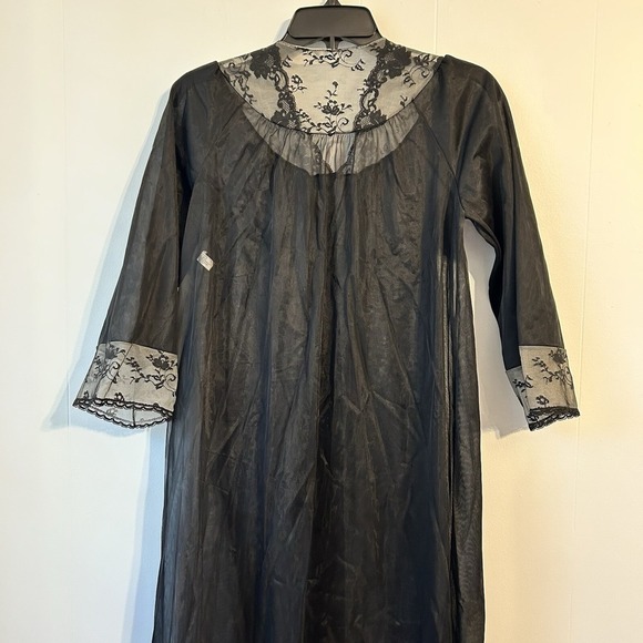 Vintage Women Small P Shadow Line, Black Lace, Victorian‎ Style See-Through Robe - Picture 10 of 13